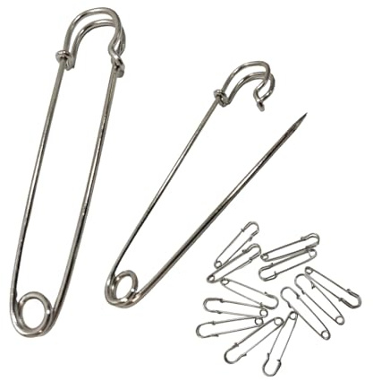 Schottische Sicherheitsnadeln für Mantel oder Schal, Sicherheitsnadeln für Kleidung, Sicherheitsnadeln für Schottenrock, große Sicherheitsnadel, (65 mm – 12 Stück, Silber)