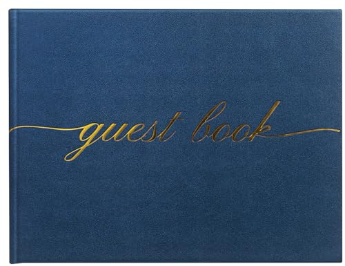 Elegant Wedding Guest Book - Perfect for Wedding Receptions, Baby Showers, Birthdays and Special Events - Polaroid Guest Book with 110 Lined Pages for Sign-In and Photos -Hardcover (Midnight Blue)