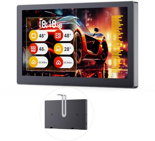 Waveshare 7inch USB Monitor, PC Case Secondary Screen/Desktop RGB Ambient Screen, IPS Panel, 1024×600 Resolution, with Music Spectrum Analysis Function, Type-C,CNC Metal Case