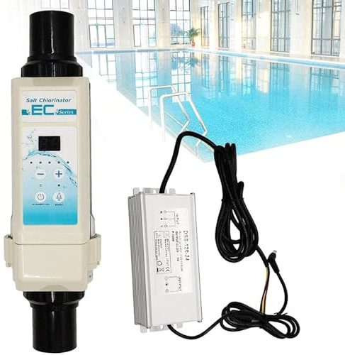 MNBVH Salzwasser-Pool-chlorsystem, 8 G/h, 12 G/h, 16 G/h, 20 G/h, Salzwasser-Pool-System, Elektrolytisches Salz-chlor-generatorsystem, Salzzelle Für Pool Für Schwimmbad, Spa-Pool, 8 G/h(Size:20g/h)