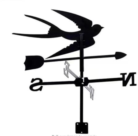 Girouette Hirondelle ​de Noir,Girouette de Métal Indicateur de Direction du Vent pour Jardin Cour Toit Ferme Extérieur Décoratif,22x13i