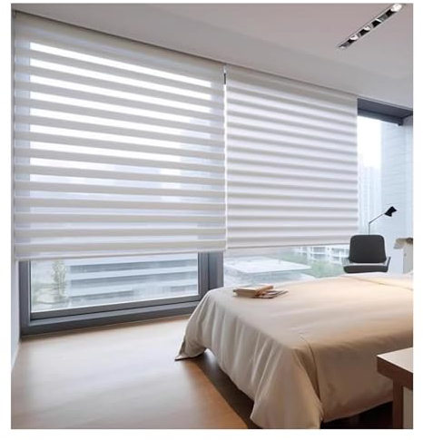 Doppelrollo schnurlos,Duo Rollo Zebrarollo Schnurlos für Fenster & Tür, Seitenzugrollo Fensterrollo ohne Kettenzug lichtdurchlässig & verdunkelnd/Kindersicherung,für Büro (Size : W115xH300cm/W45.27xH