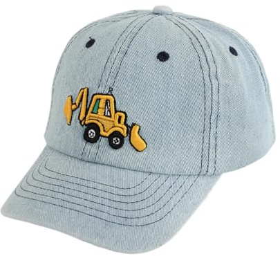 PythJooh Toddler Boy Girl Cute Excavator Embroidery Baseball Caps for 2-8Y | Kids Adjustable Cotton Washed Vintage Cowboy Hat Caps for Unisex