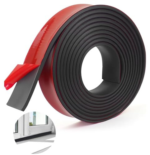 Bande de Caoutchouc adhesif, Bande Caoutchouc Adhesif, Bandes de caoutchouc d'étanchéité, isolation phonique efficace, protection du sol, antichoc, isolation, étanchéité(50mm(B) x1.5mm(D) x3m(L))