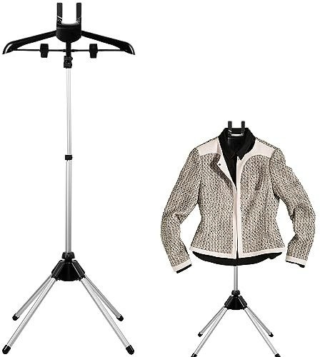 Steamer Stand, Folding Telescopic Clothes Steamer Holder, Height Adjustable Steamer Stand For Clothes,Handheld Garment Steamer Rack Clothes Hanger for Home Steam Ironing Shirts Clothes (Black)