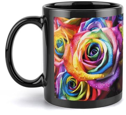 NTVOWPZO Kaffeetassen Große Porzellantasse Regenbogen Rose Keramik Steeping Mug mit Henkel Porzellan Kaffeetassen Lustige Tasse Teetassen mit Griff für Männer Frauen