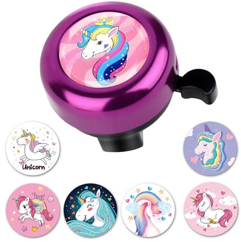 2PCS Fahrradklingel Mädchen Einhorn,Lila klingel für Kinderfahrrad,Robuste Fahrradklingel Kinder Mädchen,Fahrradklingel Einhorn für Geburtstage und Weihnachten