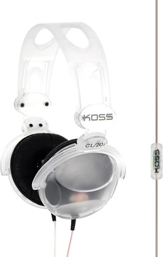 Koss CL20i Clear Transparent On-Ear Headphones, in-Line Microphone and Remote, Retro Style, 3.5mm Plug