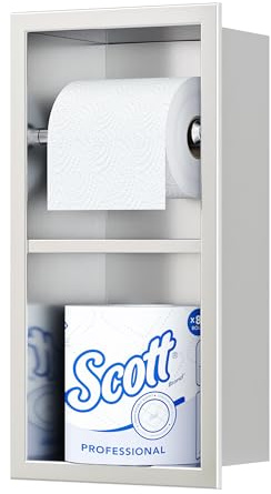 Neodrain Unterputz-Toilettenpapierhalter Edelstahl Wandnische mit Regal WC-Papierhalter Halterung für Badzimmer, 34 x 18 cm