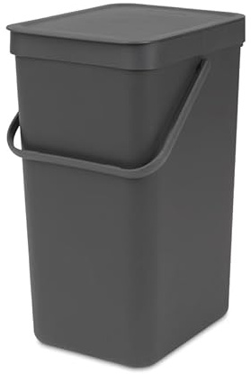 PROREGAL Abfallsammler mit Stay-open Deckel | 16 Liter, HxBxT 40x27,9x22cm | Kunststoff | Dunkelgrau