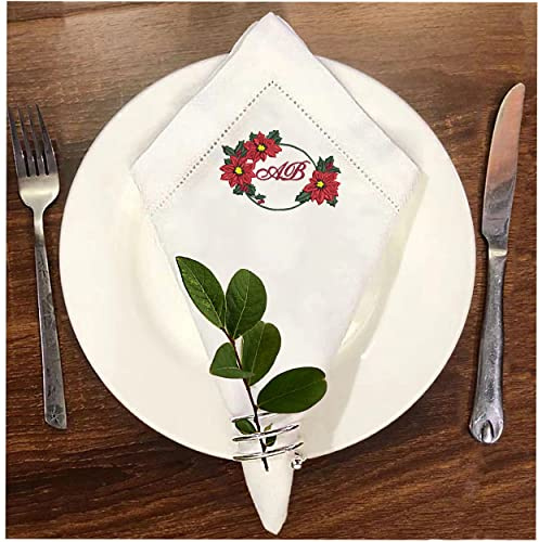 Stoffservietten Bestickt mit Monogramm, 44x44cm, 100% Baumwolle, Servietten, Weihnachten, Servietten mit Monogramm