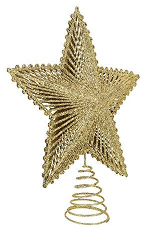 Hoement 1 Pc Decorazione Superiore Dell'albero Di Natale Addobbi Per Alberi Di Natale Puntale Per Albero Di in Filo Metallico Arredamento Ornamenti Natalizi Plastica Golden