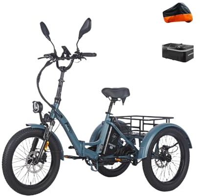 Fafrees Triciclo eléctrico F20 Mate 2025, plegable, batería de 48 V, 21 Ah, motor de 65 Nm, neumáticos de 20 pulgadas x 3,0, capacidad de carga de 150 kg, bicicleta eléctrica para personas mayores
