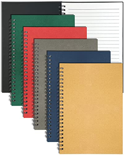 Set di 6 Quaderno A5 Spirale, 21x14cm 60 Fogli a Righe Colori Assortiti Copertina in Carta Kraft Quaderni Appunti Spiralato Blocco Note con Rilegatura a spirale per Appunti Regali Progetti di Scuola