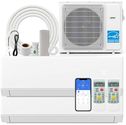 SIMOE 36,000 BTU Dual 2 Zone Mini Split Air Conditioner, Wifi-Enabled 23 SEER2 24000 BTU+ 24000 BTU, Ductless Wall Mounted Inverter, 208-230V, Multi Zones Heat Pump Full Set, Installation Kit