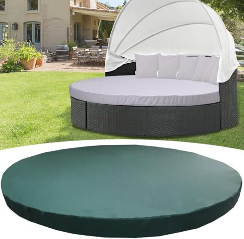 Generisch Sonneninsel Auflagen Überzug Wasserdicht, Sonneninsel Auflagenbezug Universalgröße, Outdoor Tagesbett Kissenbezug Rund 167,6 cm, Sonneninsel Auflagen Ersatz-Dark Green||66inch