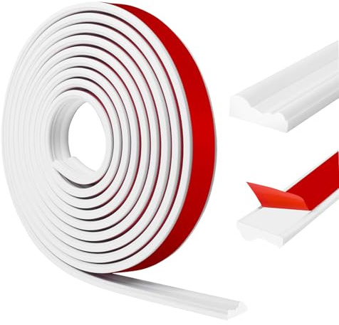 Moulures murales autocollantes flexibles en stuc à décoller et à coller pour décoration DIY, protection murale, bords d'armoire (blanc, 22 mm x 6 m)