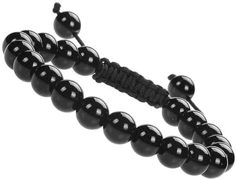 Black Tourmaline Bracelet, 8mm Adjustable Obsidian Bracelet, Birthday Gifts