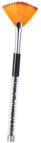 UKCOCO Stylo Nail Art Noir avec Manche Strass Léger, Forme Éventail Plat en Plastique, Outil Créatif pour Vernis à Ongles, pour Dessin et Dégradé sur Femmes