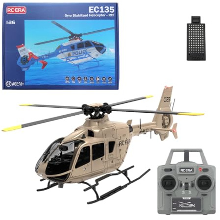 RCXTechPro RC ERA C123 6CH RC Hubschrauber, 1:36 EC135 Optisch Stabilisiertes Flugzeugmodell mit 3D-Flug, Höhenhaltung, bürstenloser Ferngesteuerter Helikopter für Erwachsene – RTF