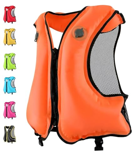FORWEWAY Aufblasbare Schwimmweste für Erwachsene mit hoher Sichtbarkeit – Verstellbare Schwimmweste mit Zwei Luftkammern für Surfen, Kajakfahren, Tauchen und Wassersicherheit(Black)