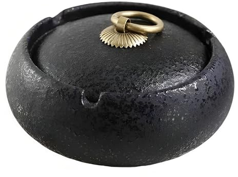 Ceramic Ashtray with Lid, Smell Proof Windproof Ash Tray for Indoor Outdoor Use, Home Office Garden Patio Smoking Accessory