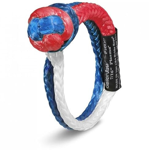 Bubba Rope Gator-Jaw Pro Synthetik-Schäkel (52,300 kg Bruchfestigkeit), 2,1 cm, Rot, Weiß und Blau