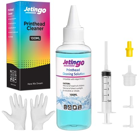 Jetingo Druckkopfreiniger Düsenreiniger 100ml Druckkopf Reinigungsflüssigkeit für Epson HP Canon Brother Kodak Samsung Tintenstrahldrucker Blau Flüssigdrucker Kopfreinigungsset Lösung