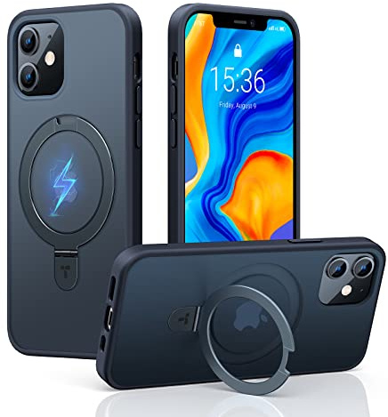 TORRAS Ostand Q1 Guardian für iPhone 12 Hülle/iPhone 12 Pro Hülle für MagSafe (Nr.1 Magnetkraft, Unsichtbarer Ständer, Militärischer Schutz) Stoßfest Handyhülle iPhone 12 Case All-in-One Schwarz