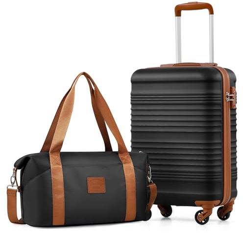 COOLIFE 55×35×20 Cabin Suitcase + 40x25x20cm Ryanair Cabin Bag EasyJet Set