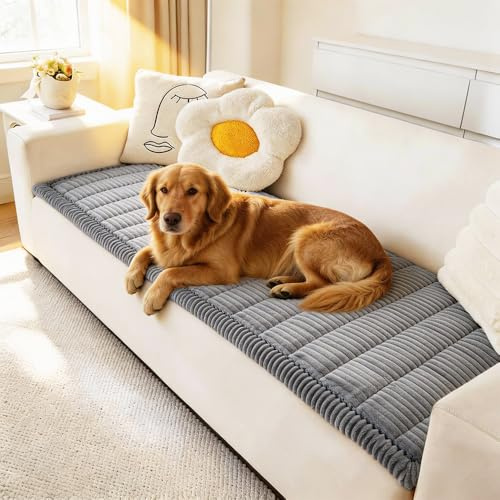 Awjcsv Couch Cover for Dogs Washable, Fuzzy Pet Couch Covers for 3 Cushion Sofa Pet Friendly, Non Slip Sofa Cover (Blue-Grey, 27.6 x 59/70 x 150cm)