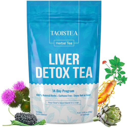 TAOISTEA Liver Detox Tea, Herbal Tea Blend for Liver Cleanse Detox and Repair, with Milk Thistle, Artichoke Leaf, Dandelion, Ginseng – 14 Day Supply