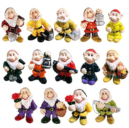 14PCS Fairy Garden Gnome Statue Mini Dwarf Elf Resin Sculpture Potted Micro Landscape