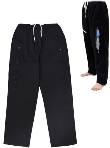 Kateterbensbyxor, Byxor För Urinpåse, Inkontinensbyxor, Nefrostomipåsar Byxor För Cystostomi, Nefrostomi, Urinpåse Stomistöd Med Dubbla Fickor, Unisex(Size:XL,Color:Black)