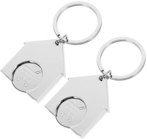 PENIKOKO 2pcs Metal Shopping Cart Token Key Rings, Silver Trolley Remover Keychains, Eliminates The Need for Loose Change, Versatile Use for Shopping Venues and Malls