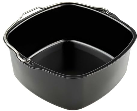Varmluftsfritös tillbehör, 18 cm kakform bakformar fritös bakform kakpanna pizzaform brödbakkorg luftfritös med handtag, luftfryer kakpanna kakfat fritös för HD9925 HD9860 HD9905 01
