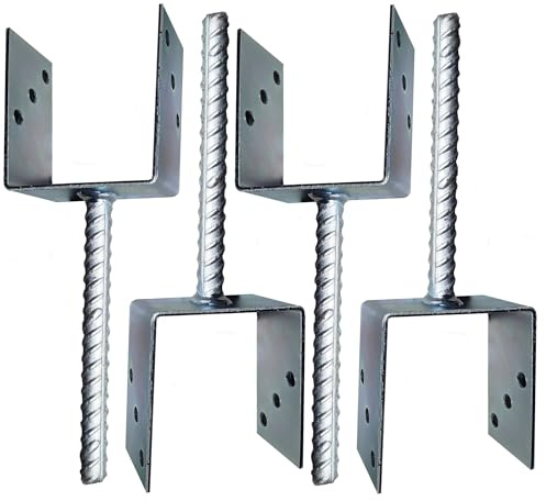 4pcs Fence Posts Support U Type Pergola Brackets Extender Foot Shaped Concrete In U Heavy Duty Posts Anchor Tool Spikes Steel Galvanised, 4mm Thick, 100 X 100 X 60mm