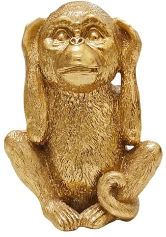 Licsaliwe Guld apa staty dekor 15 cm, harts apor figur för hem kontor hylla dekor, gyllene apa dekorationer stil 1