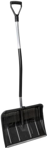 Pelle à neige ergonomique et stable - Lame de 46 cm avec bord en métal - Manche en acier revêtu par pulvérisation et poignée en D Soft-Grip - Pelle à neige résistante à l'hiver (longueur totale : 130