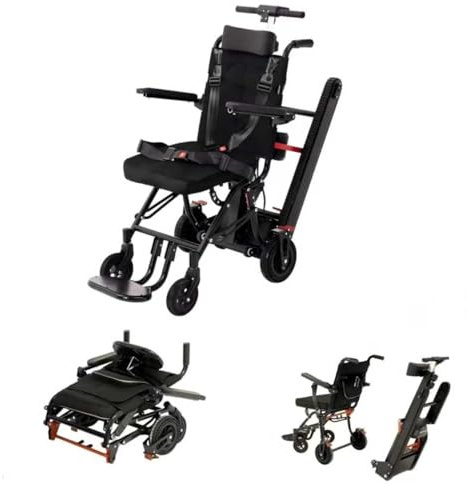 Silla de Ruedas para Subir Escaleras, Silla de Ruedas Eléctrica Plegable Ligera, Adecuada para Personas Mayores con Discapacidad, con Una Carga de 330 Libras, Ayudas Móviles y de Vida Diaria (Negro)