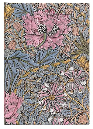 Morris Pink Honeysuckle (William Morris) Midi Lined Hardcover Journal: Hardcover mit Elastikbandverschluss