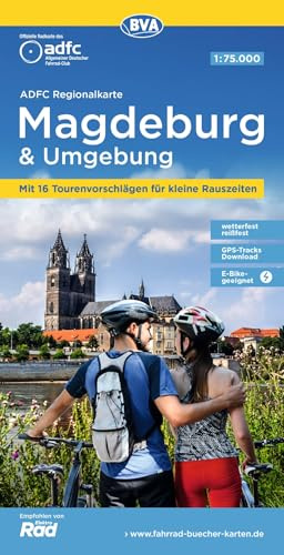 BVA ADFC Regionalkarte Magdeburg & Umgebung 1:75.000: mit Tagestourenvorschlägen, reiß- und wetterfest, E-Bike-geeignet, GPS-Tracks-Download,