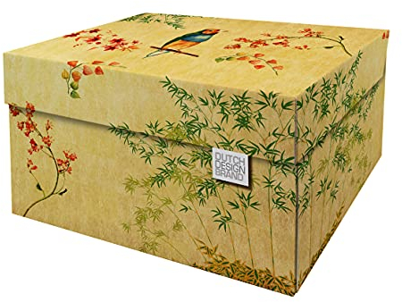 DDB Dutch Design Brand Dekorative Aufbewahrungsboxen mit Deckel – Größe: 38,9 x 31,8 x 21,1 cm – FSC zertifizierter recycelbarer Karton (Druck: Japanische Blüte), Japanese Blossom