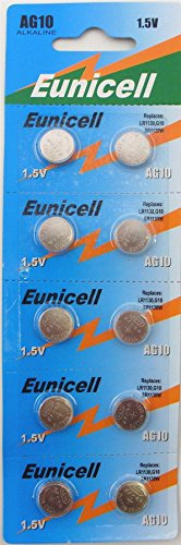 10 x Eunicell AG10 1,5 V Piles Alcalines Bouton Coin Cell Batterie de qualité