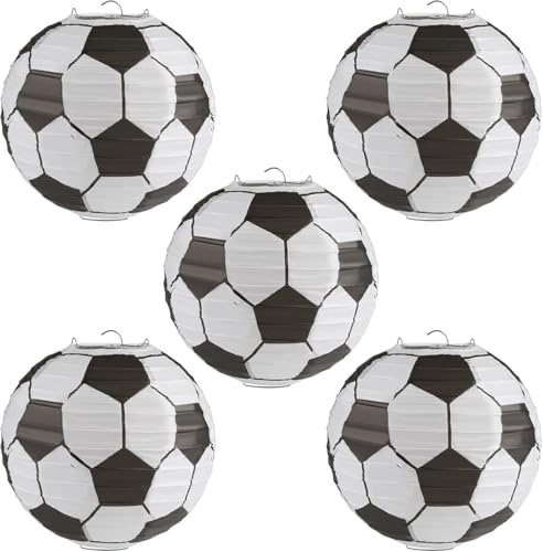 Kesote 5X Lampions Fußball Laterne Papier 8 Zoll Papierlaterne Hängedeko für Weltmeisterschaft Kinder Geburtstag Party Dekoration (20,3 cm)