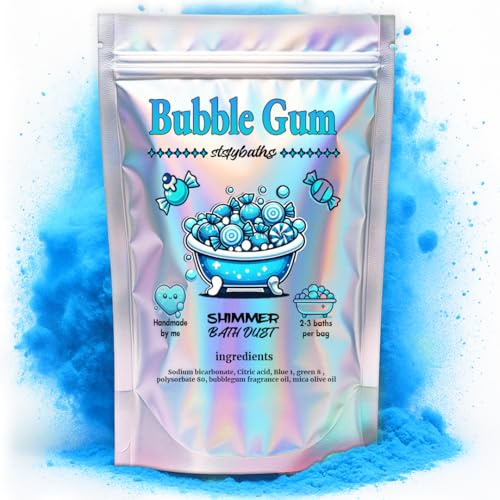 Stsfybaths Blue Bubblegum Shimmer Bath Bomb in A Bag - Handmade Scented Bath Bombs for Women,Kids and Men - Bulk Bathbomb Fizzies Perfect for Boys and Girls All Ages (Small, Blue)
