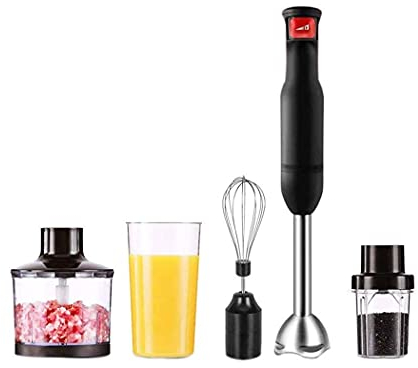 SMSOM Inmersión Mano Blender Multifuncional, Blender Stick Stick Multifuncional, Acero Inoxidable, Picador de 500 ml, Batido de Huevo, Contenedor de 600 ml, Sin BPA, Negro