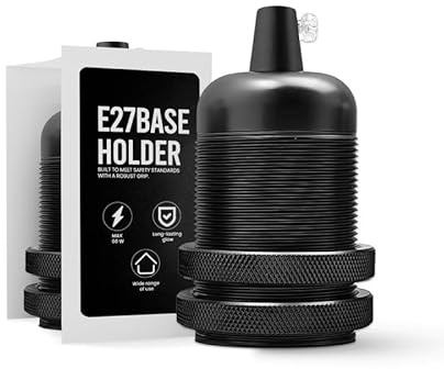 Pendant Lamp Holder E27,Black Vintage Light Socket, Screw Bulb Socket Fitting for Ceiling Fan Light Bulb Holder, Chandelier Holder ES Lamp Base Adapter for LED, Incandescent, CFL Bulbs - 1 Pcs