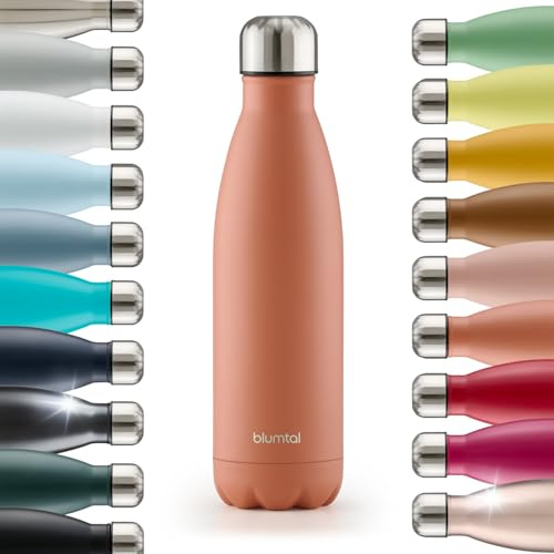 Blumtal Trinkflasche 500 ml Edelstahl - auslaufsichere Isolierflasche - BPA-freie Trinkflasche kalt & warm - doppelwandige Insulated Bottle - rostbeständige Isolierflasche Cameo Brown - Braun