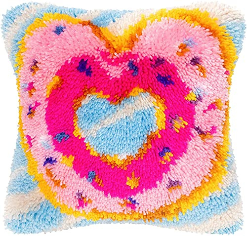 ROCKY&CHAO Myriad Choices Knüpfteppich Zum Selber Knüpf-Sets mit Kissen knüpfen 43x43cm Kissenbezug für Erwachsene Latch Hook Kit Heimaccessoire, Wandkunst